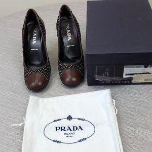Prada Tweed & Leather Pumps